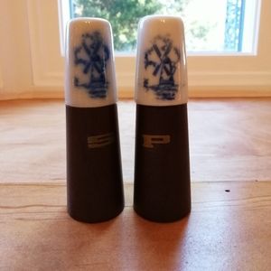 Vintage Dutch Wood + Ceramic S/P Shakers
